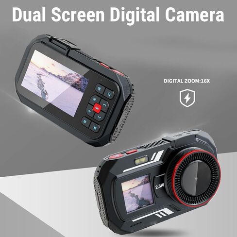 Zopsc Digital Camera 48MP QHD with WiFi and Dual Screen, 16x Zoom Selfie Camera for Travel Photography, Compact Vlog Cam for Beginners (Black) in Saudi Arabia