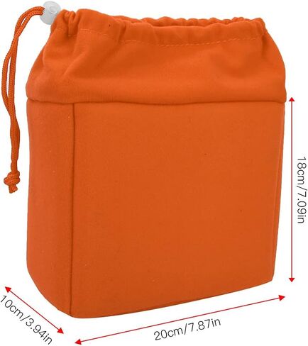 Shockproof Foldable Camera Insert Bag, Drawstring Camera Lens Pouch Lens Cases for Lenses, Cable and Other Photography Gear (Orange) in Saudi Arabia