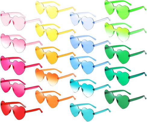 Matcheck 20/40 Pack Colored Rimless Sunglasses Bulk Heart/Star Shaped Candy Color Glasses Frameless Party Eyewear for Adults in Saudi Arabia