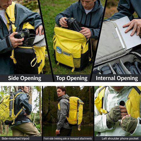 حقيبة ظهر LEOFOTO BPA-35L الكل في واحد بعدسات الكاميرا للسفر والتصوير في الهواء الطلق، مقاومة للماء DSLR/حقيبة التنزه بدون مرآة، متوافقة مع الكاميرات والعدسات والطائرات بدون طيار in Saudi Arabia