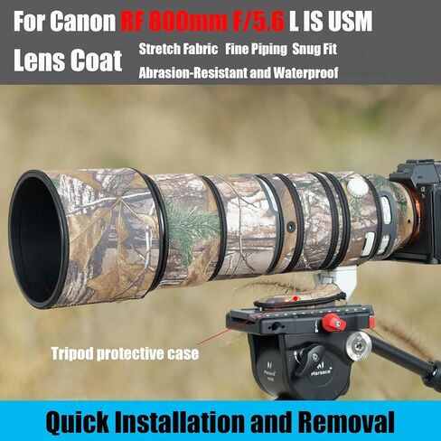 غطاء عدسة Canon RF 800mm F/5.6 L هو غطاء حماية لعدسة الكاميرا المموهة USM (لون #تمويه الغابة - مقاوم للماء) غطاء للمطر in Kuwait