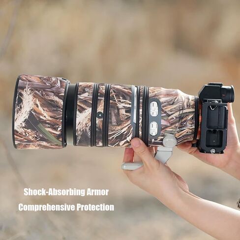 غطاء عدسة سوني FE 100-400 ملم F/4.5-5.6 GM OSS غطاء حماية لعدسة الكاميرا المموهة (اللون # تمويه عشبي ذابلة - مقاوم للماء) غطاء للمطر in Kuwait