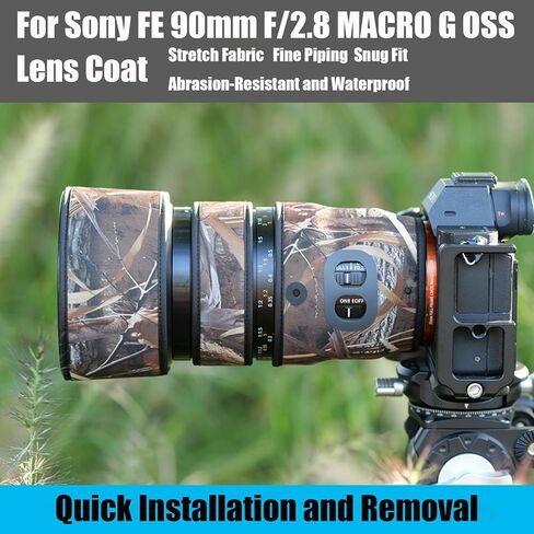 غطاء حماية لعدسات الكاميرا المموهة Sony FE 90 مم F/2.8 Macro G OSS (اللون # تمويه العشب الذابل - مقاوم للماء) غطاء للمطر in Kuwait