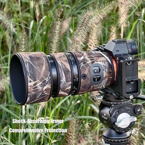 غطاء حماية لعدسات الكاميرا المموهة Sony FE 90 مم F/2.8 Macro G OSS (اللون # تمويه العشب الذابل - مقاوم للماء) غطاء للمطر in Kuwait