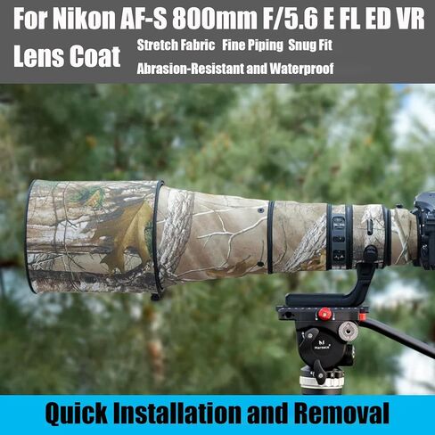 غطاء حماية لعدسات الكاميرا المموهة Nikon AF-S 800mm F/5.6 E FL ED VR (اللون #Jungle Camouflage - مقاوم للماء) غطاء للمطر in Kuwait
