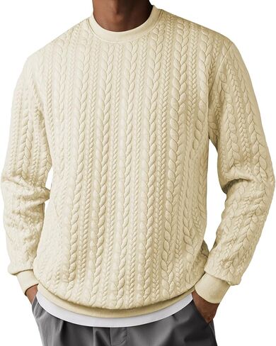 JMIERR Men's Crewneck Sweatshirt Long Sleeve Casual Textured Pullover Sweatshirts Warm Fashion Shirt in Saudi Arabia