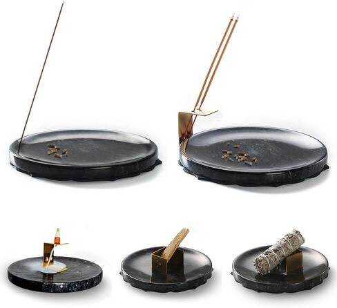 7.1-Inch Marble Incense Holder, Long Incense Holder for Sticks, Large Incense Sticks Holder for Meditation Yoga SPA, Incense Burne for Palo Santo/Sage/Cone/(Grey and White) in Saudi Arabia