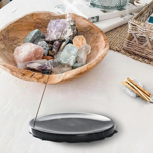 7.1-Inch Marble Incense Holder, Long Incense Holder for Sticks, Large Incense Sticks Holder for Meditation Yoga SPA, Incense Burne for Palo Santo/Sage/Cone/(Grey and White) in Saudi Arabia