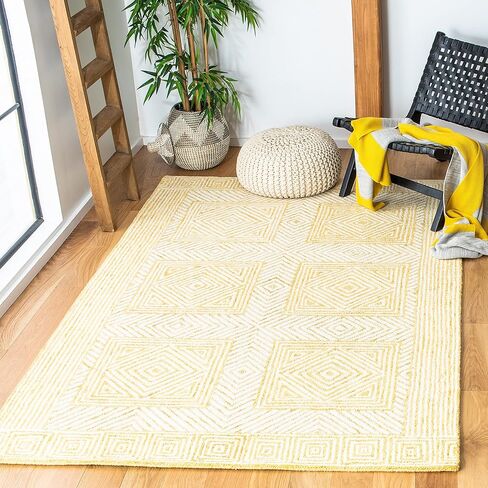 SAFAVIEH Roslyn Collection Runner Rug - 2'3" x 9', Yellow & Ivory, Handmade Wool, Ideal for High Traffic Areas in Living Room, Bedroom (ROS352C) in Saudi Arabia