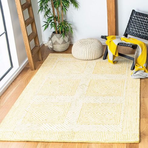 Safavieh Roslyn Collection Runner Rug - 2'3 "x 9 '، الأصفر والعاج ، الصوف المصنوع يدويًا ، مثالي للمناطق المرتفعة في غرفة المعيشة ، غرفة النوم (ROS352C) in Kuwait