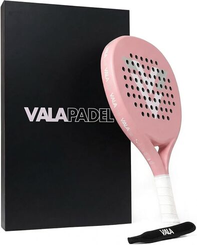 مضرب VALA One Padel - ألياف الكربون خفيفة الوزن، تصميم ممتص للصدمات، شكل دائري، ملمس إضافي للدوران والتحكم، Pala للرجال - النساء، مثالي للاعبين المبتدئين والمتوسطين in Saudi Arabia