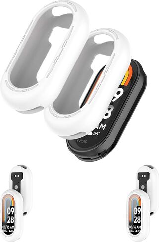 [عبوتان] حافظة لهاتف Xiaomi Smart Band 10، غطاء حماية من السيليكون SmartBand، سهل التركيب، مقاوم للسقوط، ناعم، حافظة واقية لـ Xiaomi Band 10 (أسود + أبيض) in Kuwait