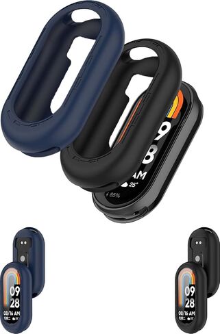 [عبوتان] حافظة لهاتف Xiaomi Smart Band 10، غطاء حماية من السيليكون SmartBand، سهل التركيب، مقاوم للسقوط، ناعم، حافظة واقية لـ Xiaomi Band 10 (أسود + أبيض) in Kuwait