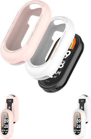 [عبوتان] حافظة لهاتف Xiaomi Smart Band 10، غطاء حماية من السيليكون SmartBand، سهل التركيب، مقاوم للسقوط، ناعم، حافظة واقية لـ Xiaomi Band 10 (أسود + أبيض) in Kuwait