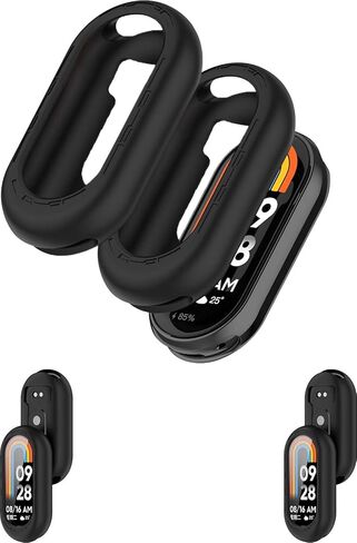 [عبوتان] حافظة لهاتف Xiaomi Smart Band 10، غطاء حماية من السيليكون SmartBand، سهل التركيب، مقاوم للسقوط، ناعم، حافظة واقية لـ Xiaomi Band 10 (أسود + أبيض) in Kuwait