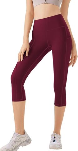 Plus Size High Waisted Yoga Pants for Women with Pockets Capri Leggings for Women Workout Leggings for Women Yoga Capris Black in Saudi Arabia