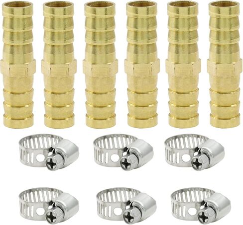 6pcs خرطوم النحاس Barb Fitting ، 3/4 "إلى 3/4" Barb Splicer Mender خرطوم تجهيزات النحاس محول Barb مع مشبك خرطوم الأنابيب لزيت الماء بوقود الماء in Saudi Arabia