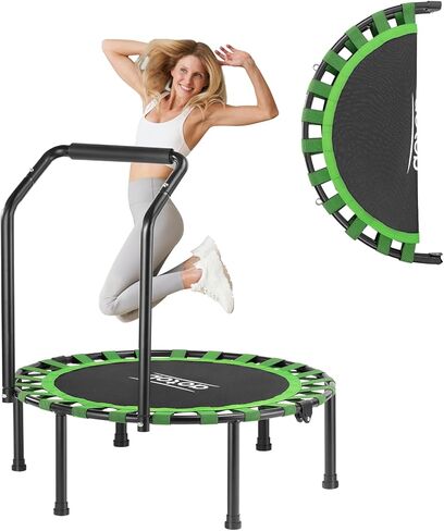 AOTOB 40" Fitness Trampoline for Adult, Max Load 450 LBS Foldable Rebounder with Durable Bungees, Mini Trampoline Exercise for Workout for Quiet and Safely Cushioned Bounce in Kuwait