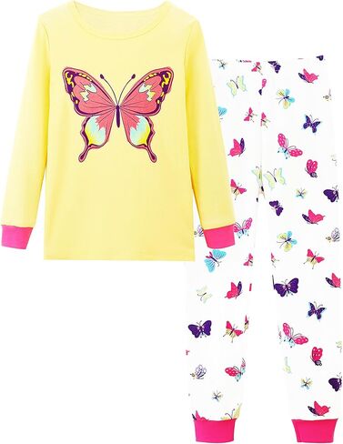 Mikrdoo Girls Pajamas Kids Soft Cutton Cotton Long Long Sleeve 2 قطعة PJs Snug-Fit in Saudi Arabia