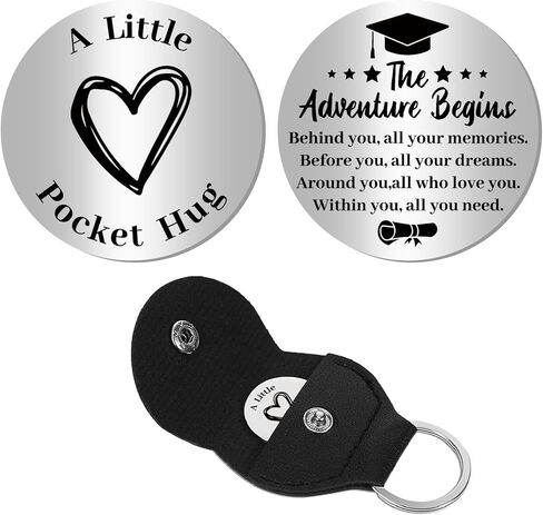 CREATCABIN Pocket Hug Token Long Distance Social Relationship Keepsake Stainless Steel Double Sided Inspirational with PU Leather Keychain Gift for Women Men Bestie Friends Relative 1.2x1.2 Inch-Panda in Kuwait