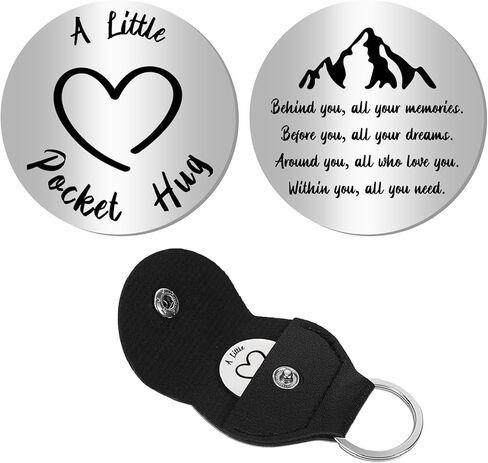 CREATCABIN Pocket Hug Token Long Distance Social Relationship Keepsake Stainless Steel Double Sided Inspirational with PU Leather Keychain Gift for Women Men Bestie Friends Relative 1.2x1.2 Inch-Panda in Kuwait