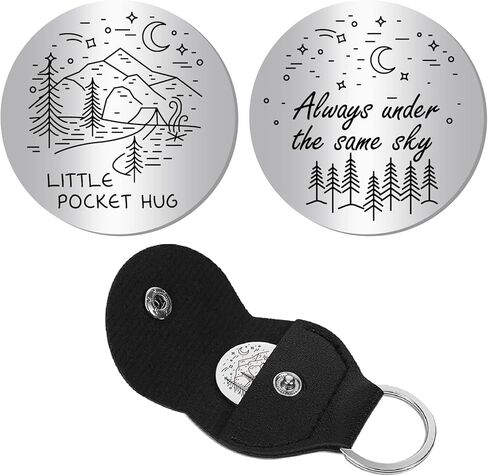 CREATCABIN Pocket Hug Token Long Distance Social Relationship Keepsake Stainless Steel Double Sided Inspirational with PU Leather Keychain Gift for Women Men Bestie Friends Relative 1.2x1.2 Inch-Panda in Kuwait