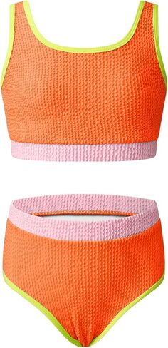 blibean Tween Girls Swimsuits Two Piece Colorblock Bikini Sets with Chest Pad Size 6-15 Years in Saudi Arabia