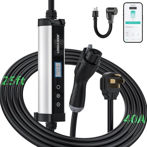 Tesla EV Charger Level 1/2, 9.6 kW 40A 240V, NEMA 14-50 Plug, 25' Cable, Adjustable Amps & Delay Timer, ETL/FCC Certified – Compatible with Tesla Model 3/Y/S/X/Cybertruck in Kuwait