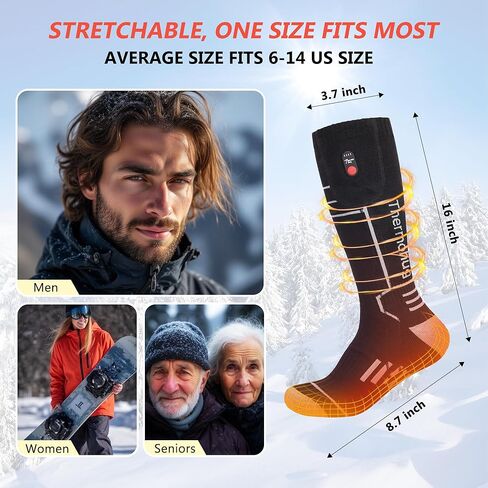 Merino Wool Heated Socks – Rechargeable 5000mAh*2 Battery,for Men Or Women,Washable Electric Socks with 4 Heating Levels for Winter,Skiing,Hunting,Camping,Hiking,Cycling,Outdoor Work in Kuwait