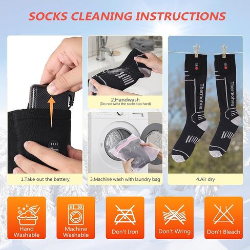 Merino Wool Heated Socks – Rechargeable 5000mAh*2 Battery,for Men Or Women,Washable Electric Socks with 4 Heating Levels for Winter,Skiing,Hunting,Camping,Hiking,Cycling,Outdoor Work in Kuwait