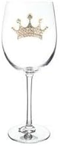 THE QUEENS' JEWELS Aurora Borealis Crown Jeweled Stemmed Wine Glass – Regal Crown Of Eye-Catching Sparkling Jewels, Hand-Decorated Glassware – Not Painted, Dazzling and Unique in Saudi Arabia