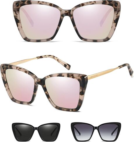 نظارة شمسية للنساء للنساء ، وارتفعت uv400 العصرية الوردي عكس/التدرج/السوداء السوداء in Kuwait