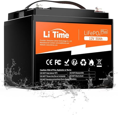 LiTime 12V 12Ah LiFePO4 Lithium Battery, Built-in 12A BMS 153.6W Output Power, 4000+ Deep Cycles& 10-Year Lifetime, Low Self-Discharge, for Fish Finder, Fans, Toys, LED Light, Security Camera, Camping in Saudi Arabia