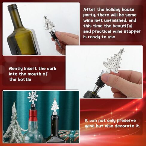 4 Pieces Snowflake Wine Stopper Decorative Christmas Wine Bottle Stopper for Keeping Wine Fresh Holiday Wedding Christmas Party Supplies (Novel Style) in Saudi Arabia