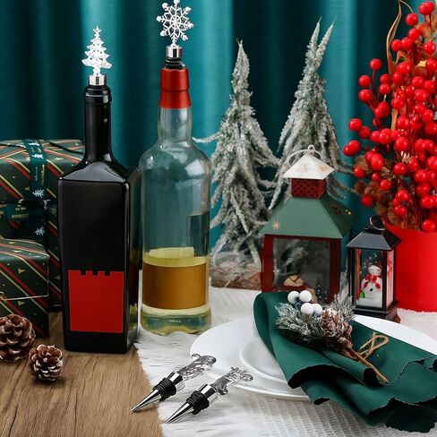 4 Pieces Snowflake Wine Stopper Decorative Christmas Wine Bottle Stopper for Keeping Wine Fresh Holiday Wedding Christmas Party Supplies (Novel Style) in Saudi Arabia