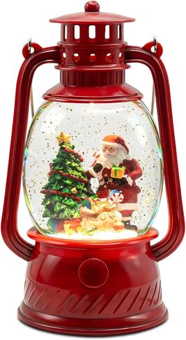 Christmas Snow Globes, 9.37" Snowman Glitter Water Lantern with 8 Songs, 6H Timer Battery & USB Powered Music Box for Christmas Decorations Indoor in Saudi Arabia