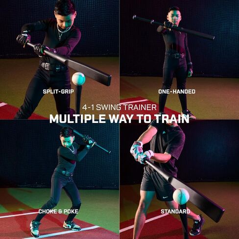 سبليت سوينغ - مدرب أرجوحة البيسبول والكرة اللينة 4 في 1 - مضرب مسطح، قبضة منفصلة، ​​نصف مضرب، أداة مساعدة الضرب تحت التحميل للتحكم في البرميل. تدريب البيسبول لجميع المستويات. يجعل الاتصال الصعب يشعر تلقائيًا. in Kuwait