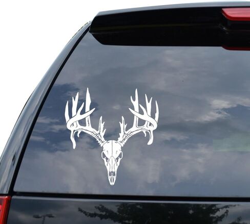 ملصق لاصق للصيد من DiamondCutStickerz Deer Buck ANTLERSS لديكور جدار الكمبيوتر المحمول للسيارة والشاحنات والدراجات النارية - الحجم (05 بوصة / 13 سم طول) - اللون (أبيض غير لامع) in Saudi Arabia