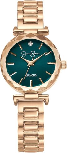 Jessica Simpson Diamond Collection Women's Watch, Classic Quartz, Metal Band, Round Faceted Crystal Face, Elegant Dress Watch for Women in Kuwait