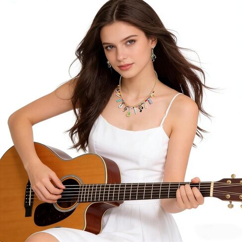 Music Earrings Necklace Bracelet Jewelry Set Fun Music Theme Piano Guitar Violin Charm Necklace Bracelet Hypoallergenic Music Note Earrings Music Teacher Musician Gift in Saudi Arabia