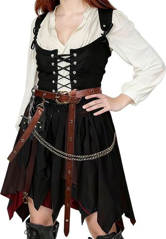 Renaissance Belt for Women Viking Medieval Pirate Goth Belt Steampunk Faux Leather Ren Faire Costume Accessories in Saudi Arabia