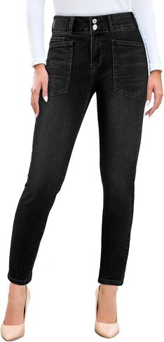 Sidefeel Women's High Waisted Jeans Stretchy Straight Leg Skinny Ankle Denim Pants in Saudi Arabia