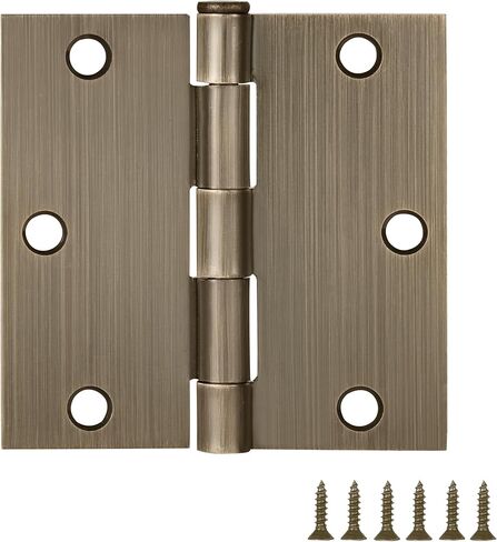 6 عبوات من مفصلات الأبواب الداخلية المطلية باللون الأبيض - 3.5 بوصة × 3.5 بوصة - مفصلة باب فولاذية نصف قطرها زاوية مربعة - تناسب الأبواب القياسية - Design House 185892 in Kuwait