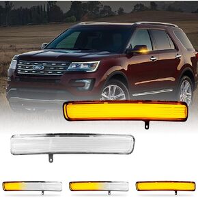 Sequential Dynamic Mirror Turn Signal Lights Assemely, 2 Pack(LH+RH) Led Amber Blinker Indicator Lamps for Ford Explorer 2011-2019 - Clear Lens