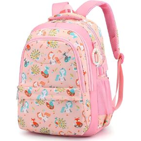 Qckarobe Kids Backpack Girls Backpack Elementary Primary Kindergarten Backpack Middle School Backpack 17 inch, Unicorn Pink Schoolbag Bookbag, Waterproof Large Travel Backpack for Girl 5-15