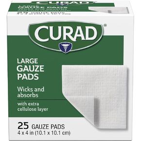 Curad Large Pro-Gauze Pads, 4" x 4", 25 Count (Pack of 24)