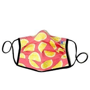 JaxMask® | Pink Lemonade Pleated Cloth Face Mask | Lemon 2 Layer Washable & Reusable Face Covering With Nose Wire | “SummerCitrus Collection"
