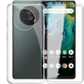 Phone Case for Cubot Max 3 (6.95"), with [2 x Tempered Glass Protective Film], KJYF Clear Soft TPU Shell Ultra-Thin [Anti-Scratch] [Anti-Yellow] Case for Cubot Max 3 - Transparent