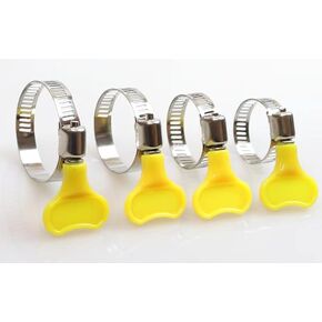 NOQUKA 16-Piece Mixed Pack of Keyed Stainless Steel Hose Clamps (Yellow) - Ideal for Plumbing and Automotive Applications! 4 pieces of each size(8-12mm, 13-19mm, 16-25mm,25-38mm)