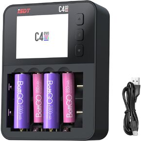 LIMETA 6 Bay 18650 Battery Charger, AA AAA Fast Household Battery Charger, LCD Display USB C 3.0 Output for AA AAA Lithium Li-ion Lifepo4 Ni-MH Rechargeable Batteries Over-Charging Prevention